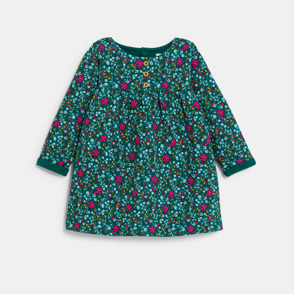 فستان طفلة رضيعة مبطن عليه صورة ورود وبنطلون ليجينز أخضر